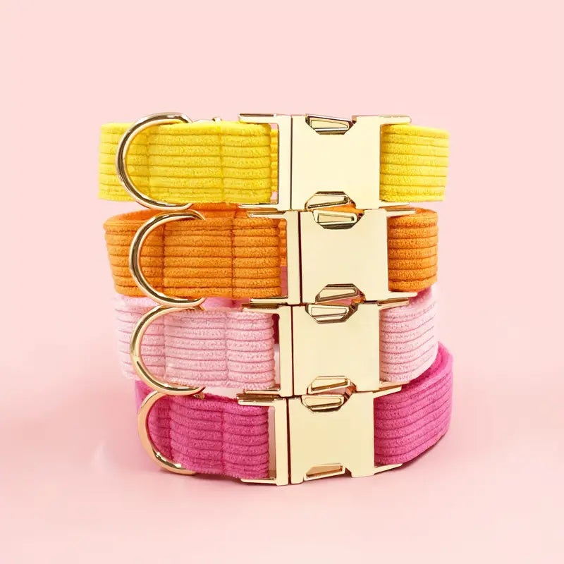 Adjustable Corduroy Dog Collar  Soft & Durable Pet Collar