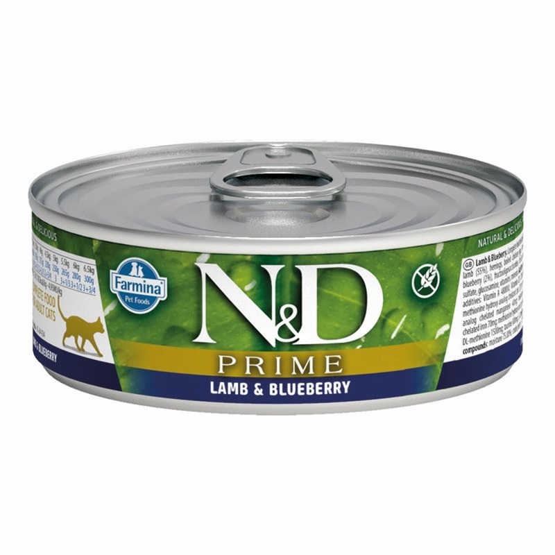 Farmina N&D Prime – Lamb & Blueberry Wet Cat Food  2.5 oz Can