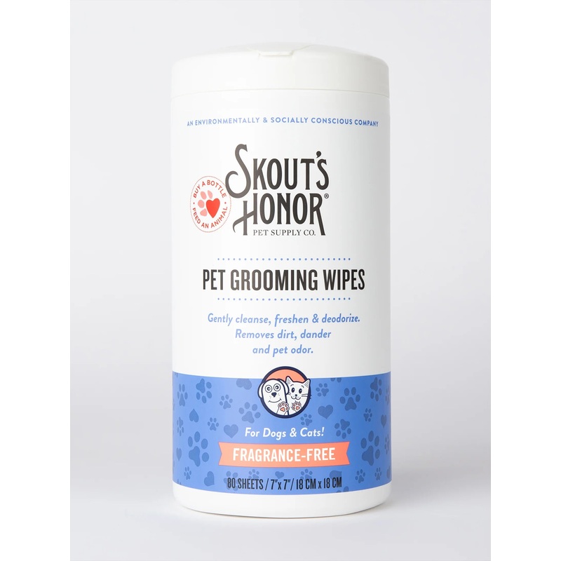 Skout’s Honor Fragrance-Free Pet Grooming Wipes for Cats & Dogs  Gentle, Hypoallergenic Care