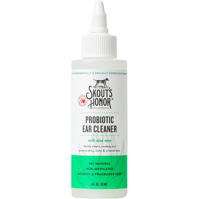 Skout’s Honor Probiotic Ear Cleaner for Dogs  4oz, Gentle Daily Ear Hygiene with Soothing Probiotics