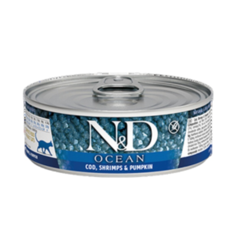 Farmina N&D Ocean Cod, Shrimp & Pumpkin Formula Canned Cat Food, 2.5-oz