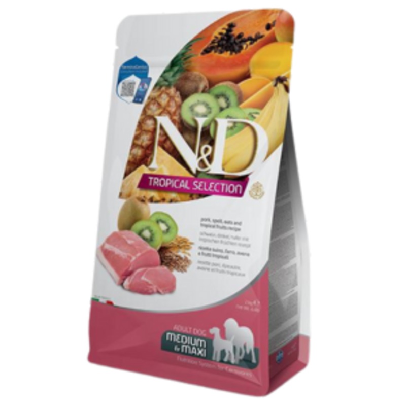 Farmina N&D Tropical Selection Spelt, Oats and Pork Medium / Maxi Adult Dog Food 4.4 lbs