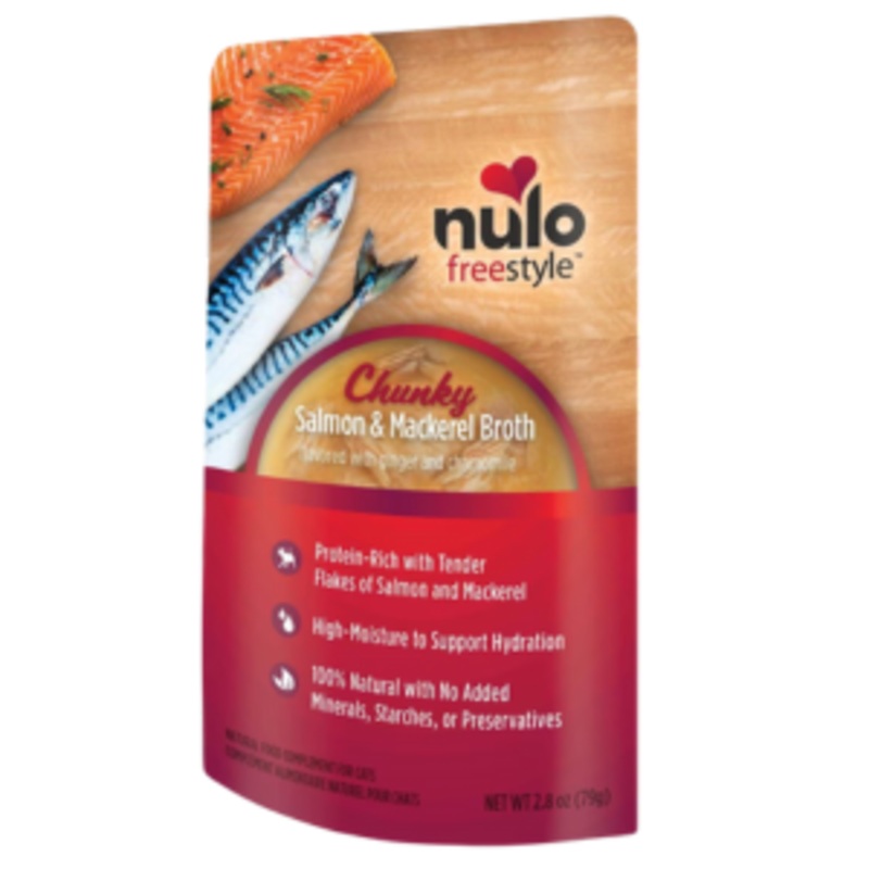 Nulo Freestyle Grain-Free Chunky Salmon & Mackerel Broth Recipe Cat Food Topper, 2.8oz