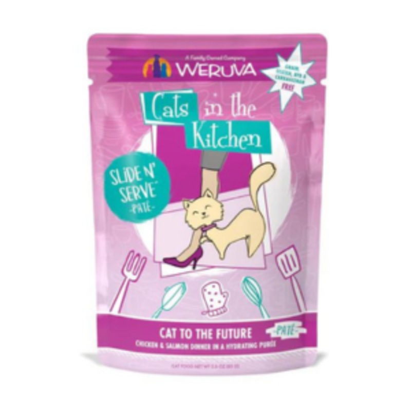 Weruva Cats in the Kitchen Pate’s Cat to the Future Chicken & Salmon Recipe Cat Food Pouches 3 oz