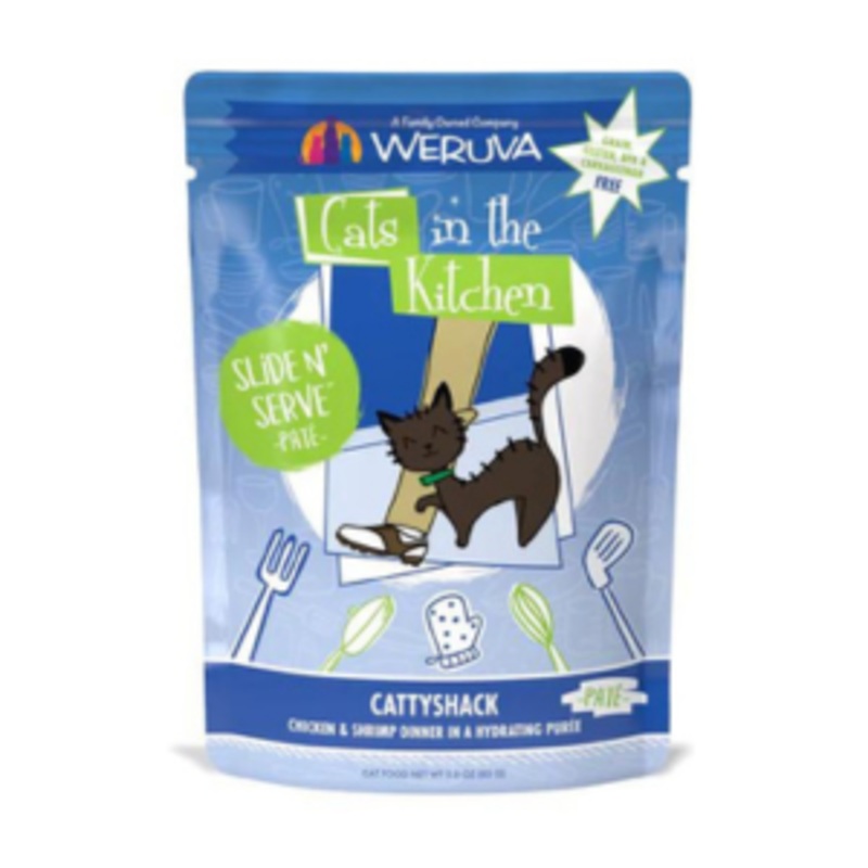 Weruva Cats in the Kitchen Pate’s Cattyshack Chicken & Shrimp Recipe Cat Food Pouches 3 oz