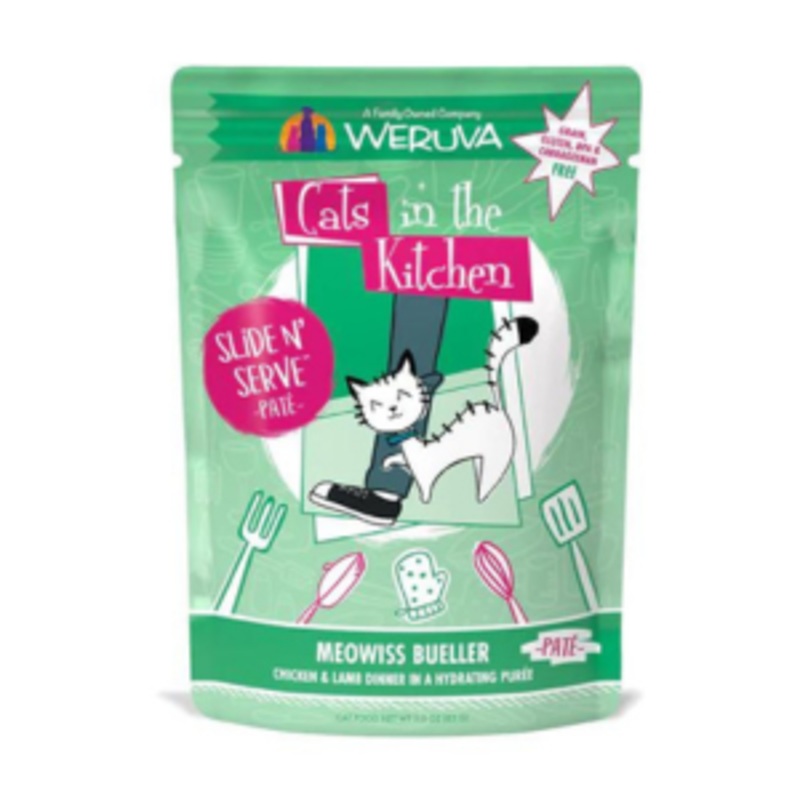 Weruva Cats in the Kitchen Pate’s Meowiss Bueller Chicken & Lamb Recipe Cat Food Pouches 3 oz