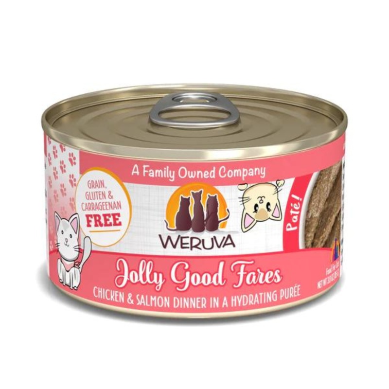 Weruva Classics Pate’s Jolly Good Fares Chicken & Salmon Recipe in Hydrating Puree Canned Cat Food 3 oz