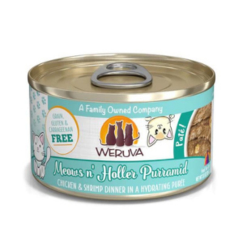Weruva Classics Pate’s Meows n’ Holler Purramid Chicken & Shrimp Recipe in Hydrating Puree Canned Cat Food 3 oz