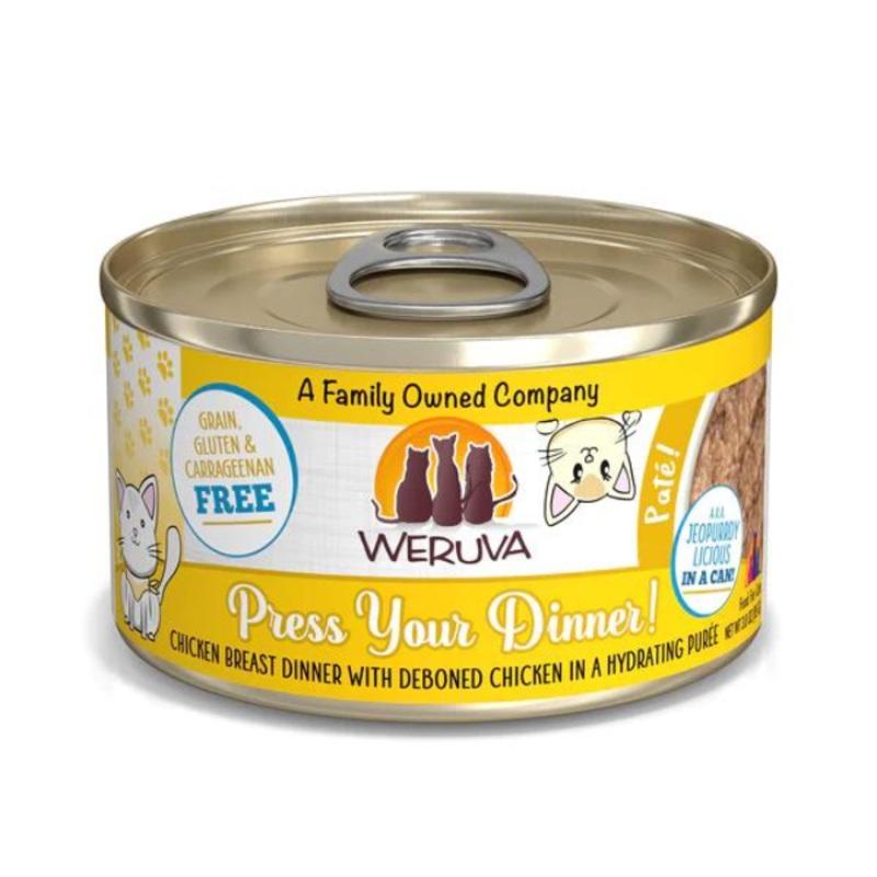 Weruva Classics Pate’s Press Your Dinner Chicken Breast Dinner with Deboned Chicken Recipe in Hydrating Puree Canned Cat Food 3 oz