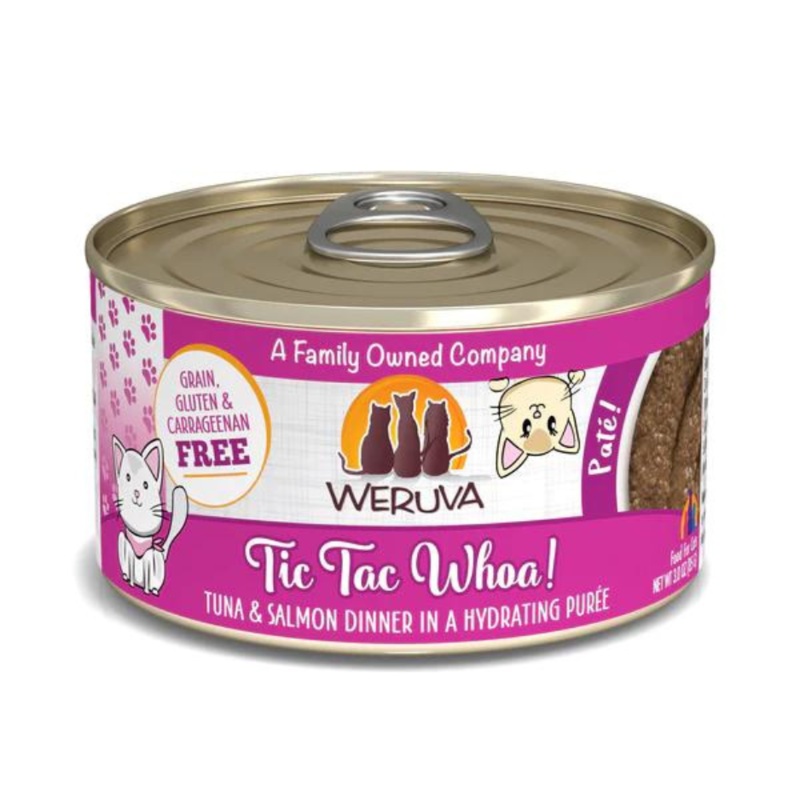Weruva Classics Pate’s Tic Tac Whoa Tuna & Salmon Recipe in Hydrating Puree Canned Cat Food 3 oz