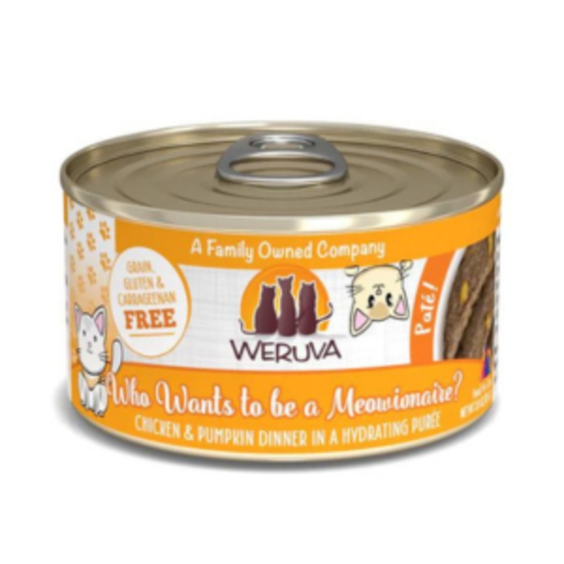 Weruva Classics Pate’s Who Wants to be a Meowionaire Chicken & Pumpkin Recipe in Hydrating Puree Canned Cat Food 3 oz