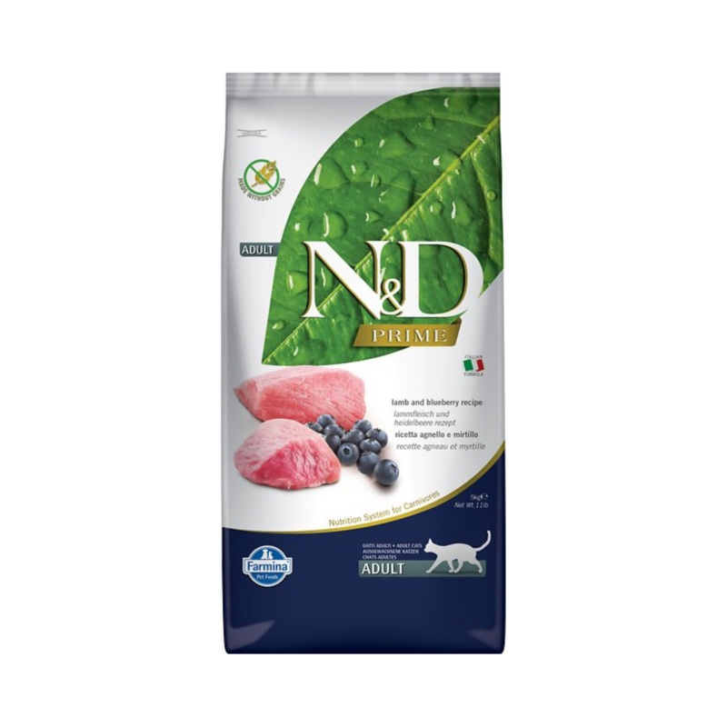Farmina N&D Prime Lamb & Blueberry Formula Dry Cat Food 11 lbs