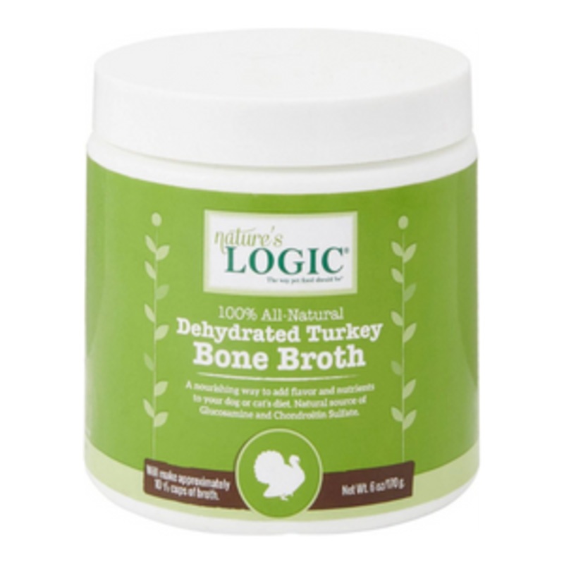 Nature’s Logic Dehydrated Turkey Bone Broth Dog & Cat Food Topper, 6-oz tub
