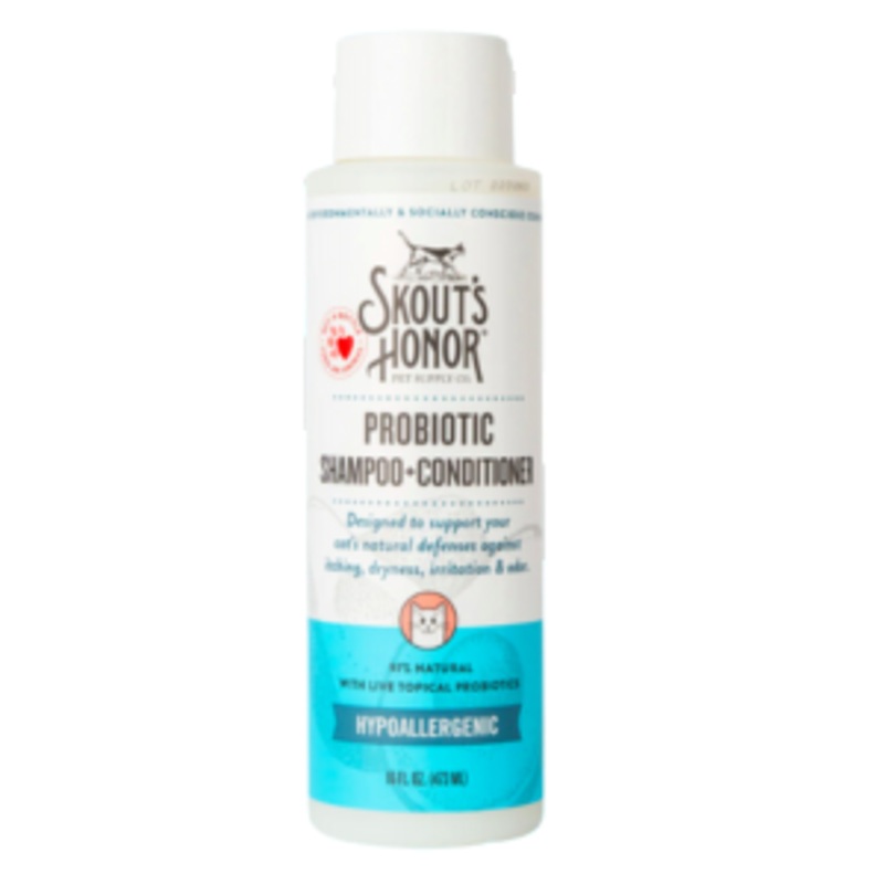 Skout’s Honor Probiotic Cat Shampoo + Conditioner Hypoallergenic Fragrance Free 16-oz