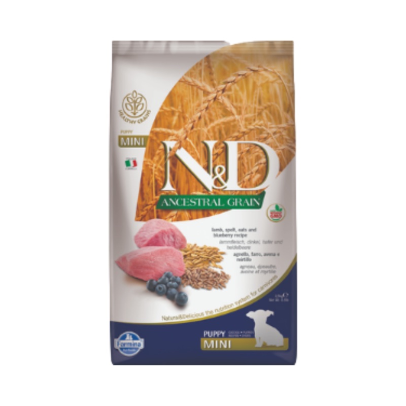 Farmina N&D Ancestral Grain Lamb & Blueberry Mini Puppy Dry Dog Food 5.5 lbs