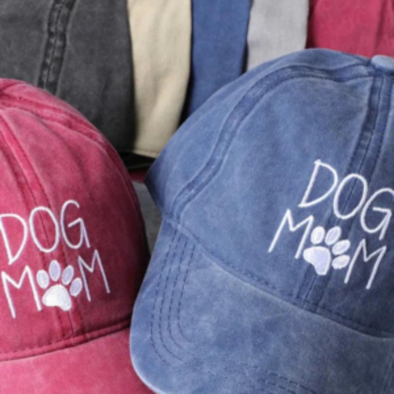 Fashion City Dog Mom Embroidered Cotton Baseball Cap Assorted Colors Burgundy