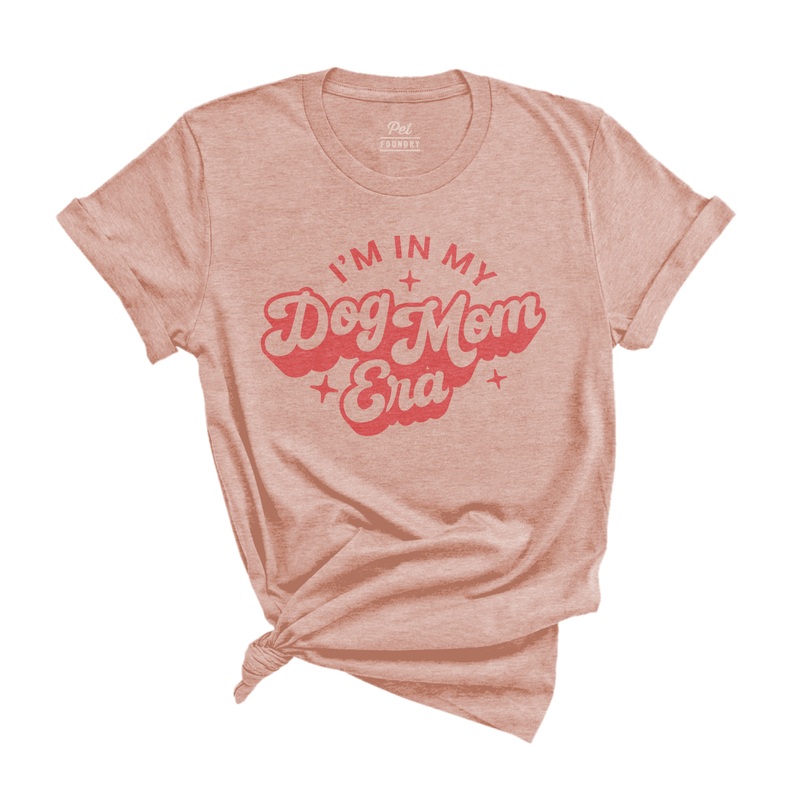 The Pet Foundry Dog Mom Era T-Shirt Heather Prism Peach Small
