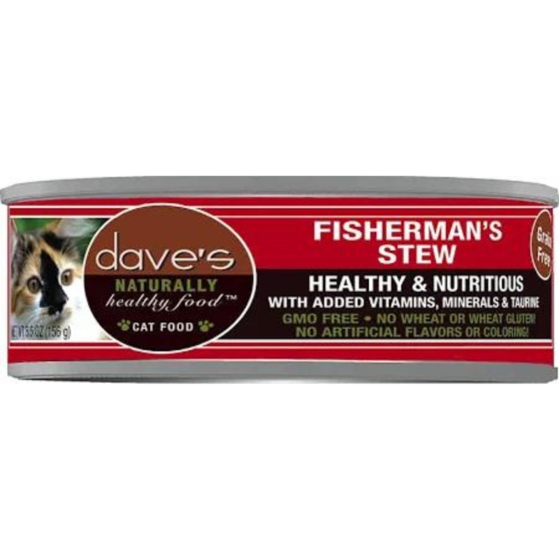 Dave’s Pet Food Naturally Healthy Grain-Free Shredded Fisherman Dinner in Gravy Canned Cat Food, 5.5-oz
