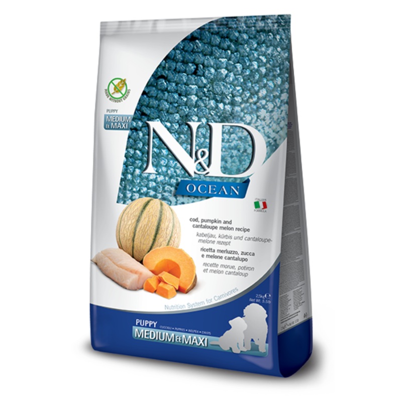 Farmina N&D Ocean Cod, Pumpkin, & Antelope Medium & Maxi Puppy Dry Dog Food 26.4 lbs