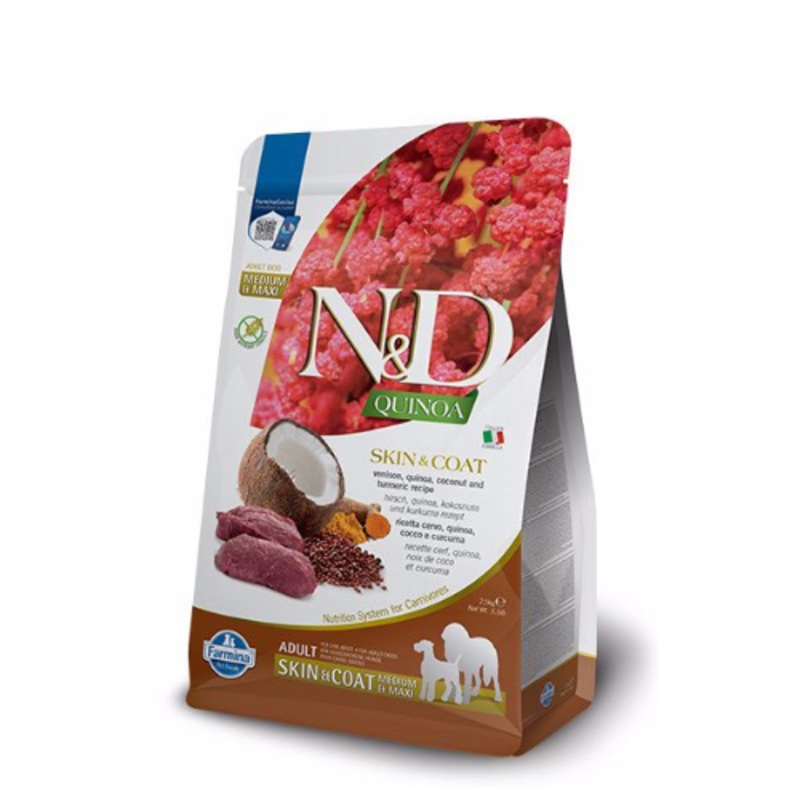 Farmina N&D Quinoa Skin & Coat Venison Medium/Maxi Dog Dry Food 5.5 lbs