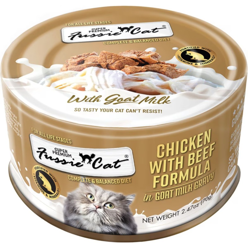 Fussie Cat Super Premium Chicken with Beef in Goats Milk Wet Cat Food, 2.47-oz