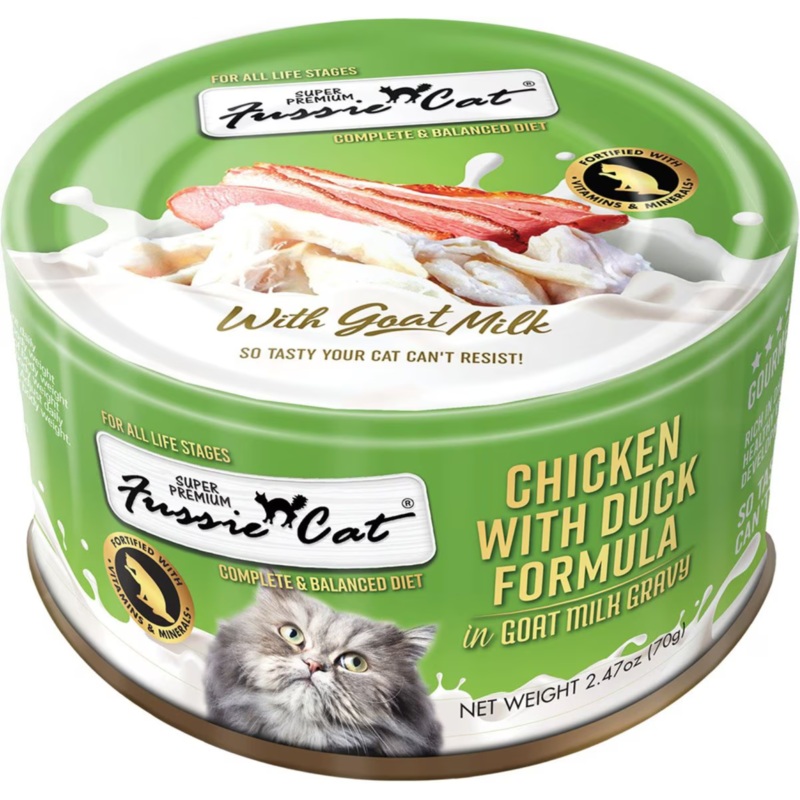 Fussie Cat Super Premium Chicken with Duck in Goats Milk Wet Cat Food, 2.47-oz