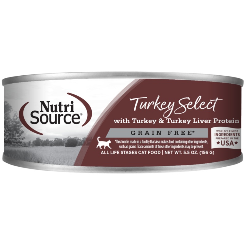 Nutrisource Turkey & Turkey Liver Select Grain-Free Canned Cat Food 5.5 oz