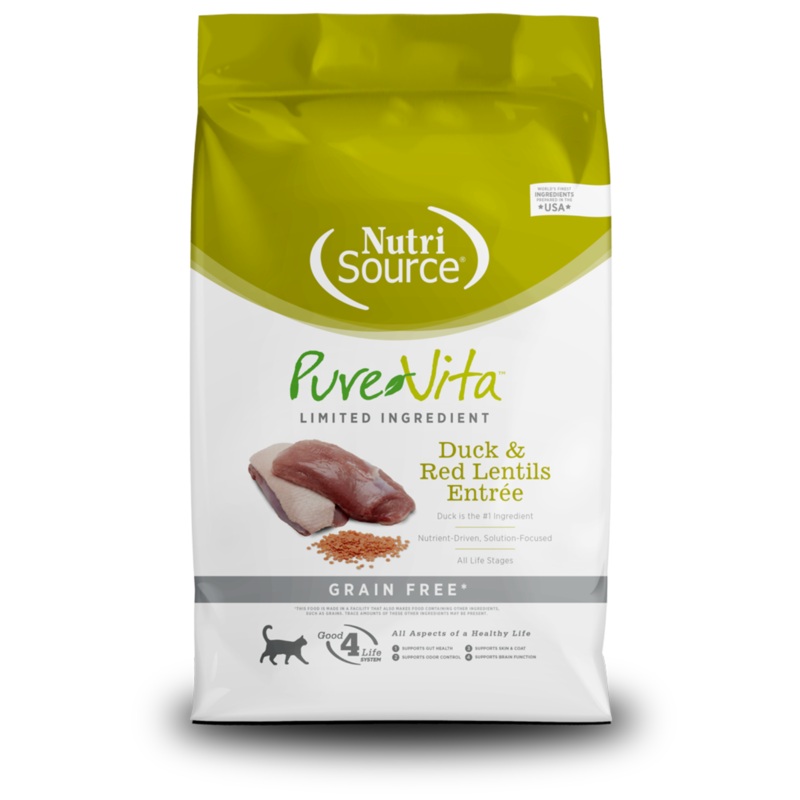 PureVita Grain-Free Duck and Red Lentil Dry Cat Food 6.6 lbs