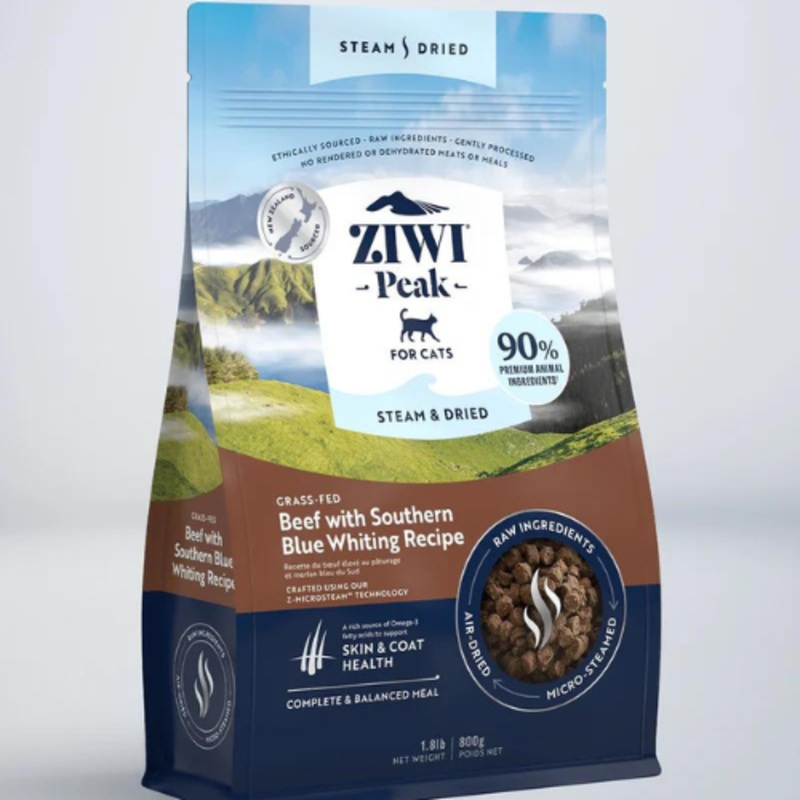 ZiwiPeak Beef with Southern Blue Whiting Recipe Steam & Dried Cat Food 1.8 lb