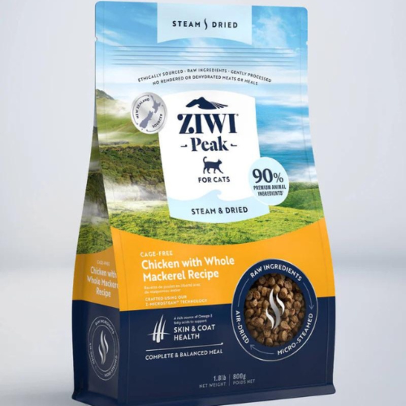 ZiwiPeak Chicken with Whole Mackerel Recipe Steam & Dried Cat Food 1.8 lb