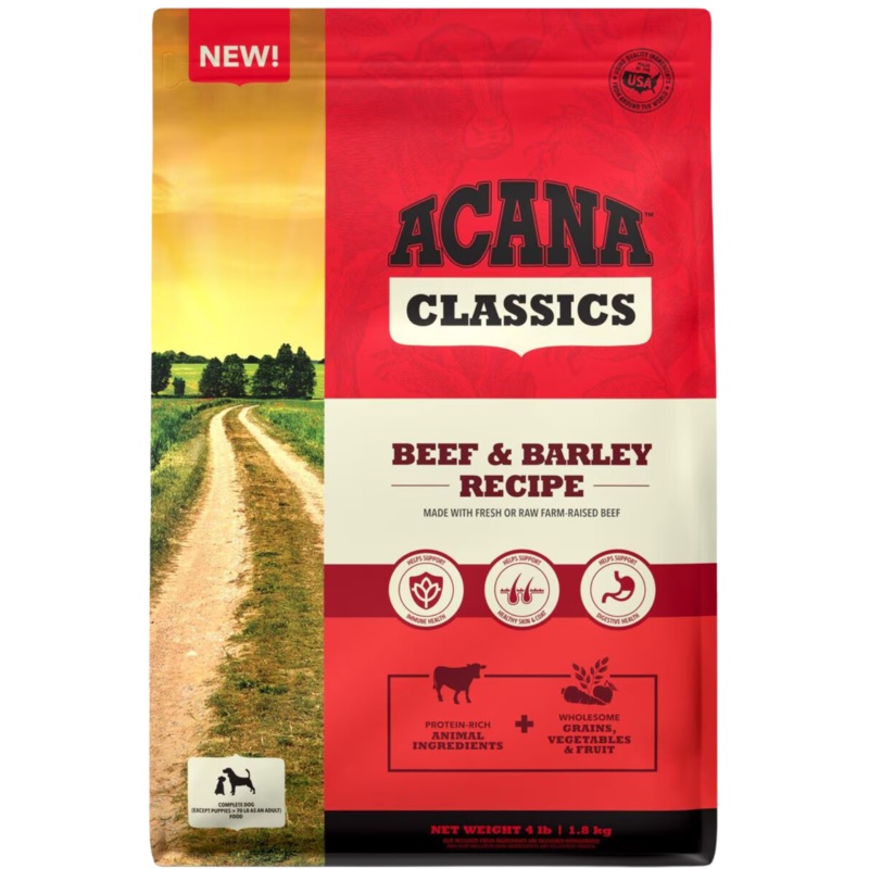 Acana Classics Beef & Barley Recipe Dry Dog Food 4 lbs