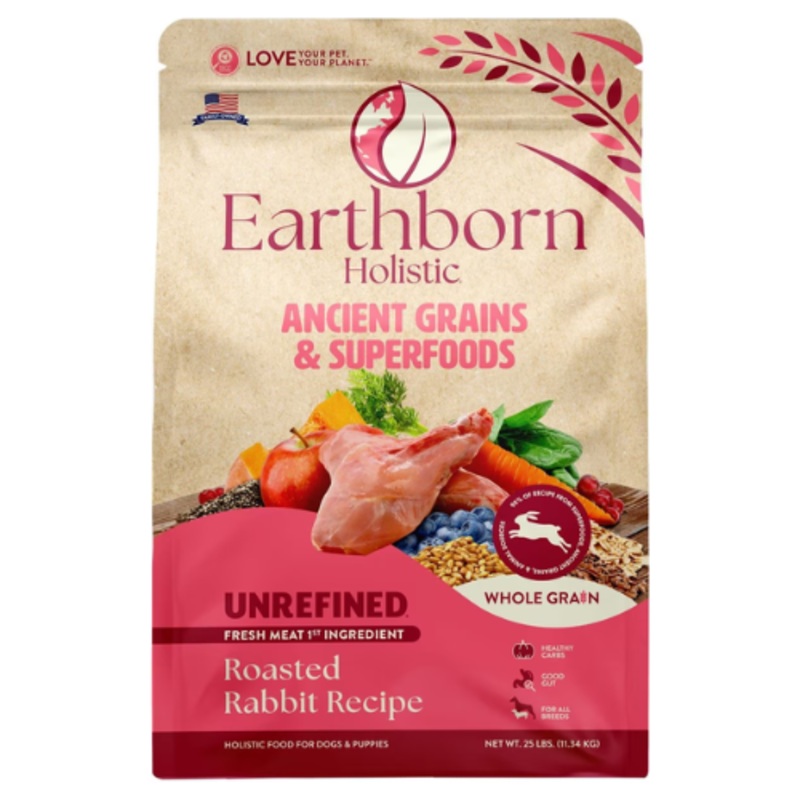 Earthborn Holistic Unrefined Roasted Rabbit with Ancient Grains & Superfoods Dry Dog Food 25-lb