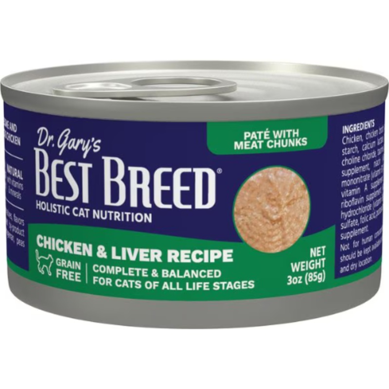 Dr. Gary’s Best Breed Chicken & Liver Grain-Free Pate Wet Cat Food 3 oz