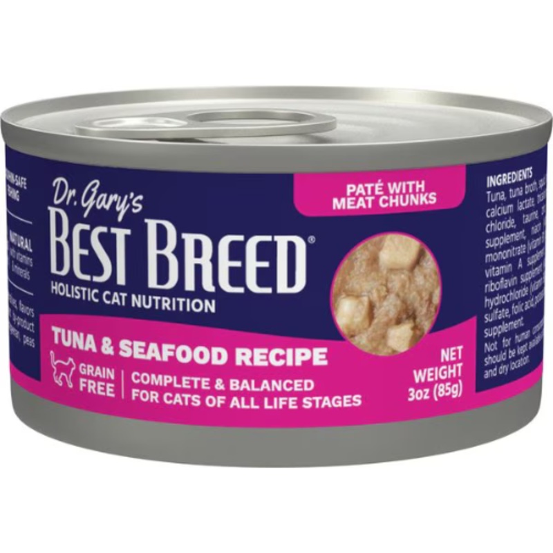 Dr. Gary’s Best Breed Tuna & Seafood Grain-Free Pate Wet Cat Food 3 oz