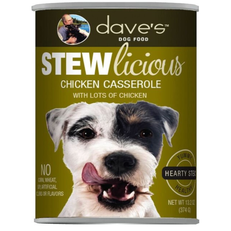 Dave’s Pet Food Stewlicious Chicken Casserole Canned Dog Food, 13.2-oz