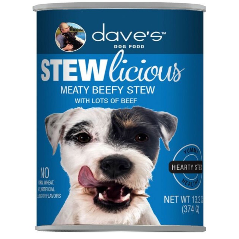 Dave’s Pet Food Stewlicious Meaty Beefy Stew Canned Dog Food, 13.2-oz