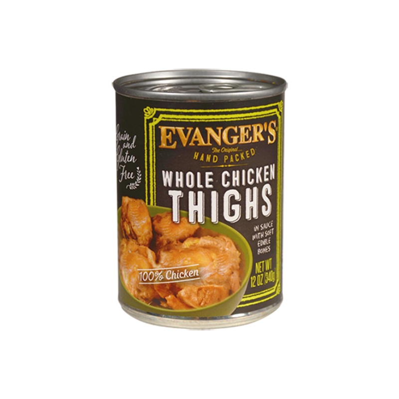 Evanger’s Grain-Free Hand Packed Whole Chicken Thighs Canned Dog Food, 12-oz