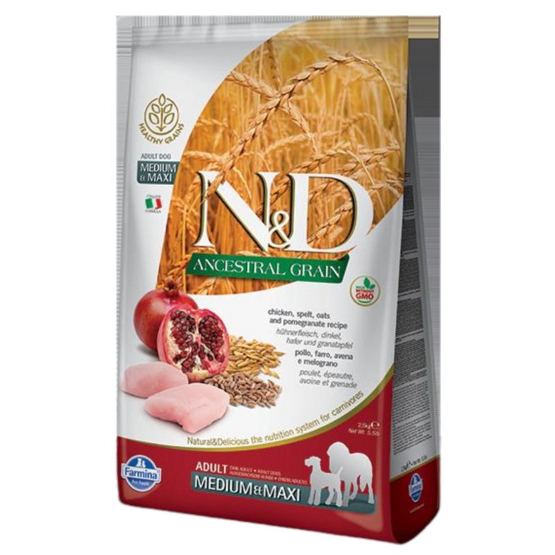 Farmina N&D Ancestral Grain Chicken & Pomegranate Medium & Maxi Adult Dog Food 5.5 lbs