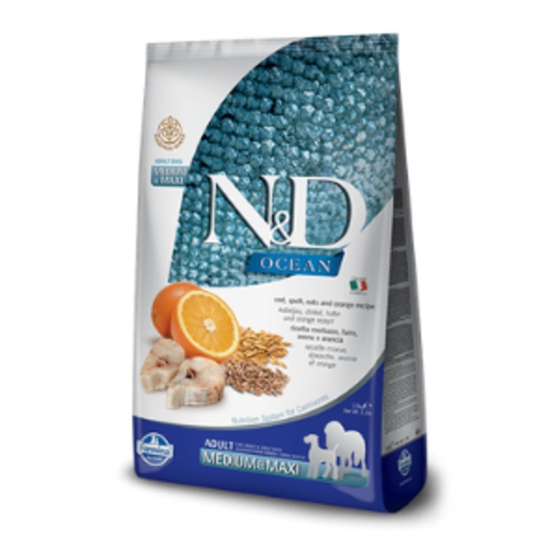 Farmina N&D Ocean Codfish & Orange Ancestral Grain Medium & Maxi Adult Dry Dog Food 26.4