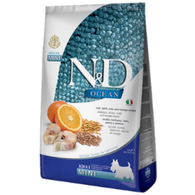 Farmina N&D Ocean Codfish & Orange Grain-Free Mini Adult Dry Dog Food 5.5 lbs
