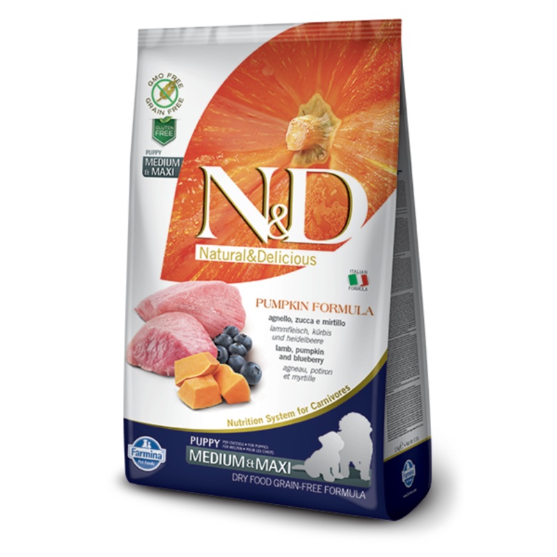 Farmina N&D Pumpkin Lamb & Blueberry Medium & Maxi Puppy Dry Dog Food 26.4 lbs