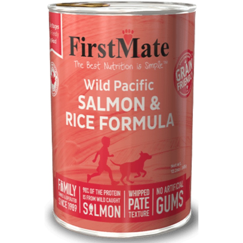FirstMate Wild Pacific Salmon & Rice Formula Canned Dog Food 12.2 oz