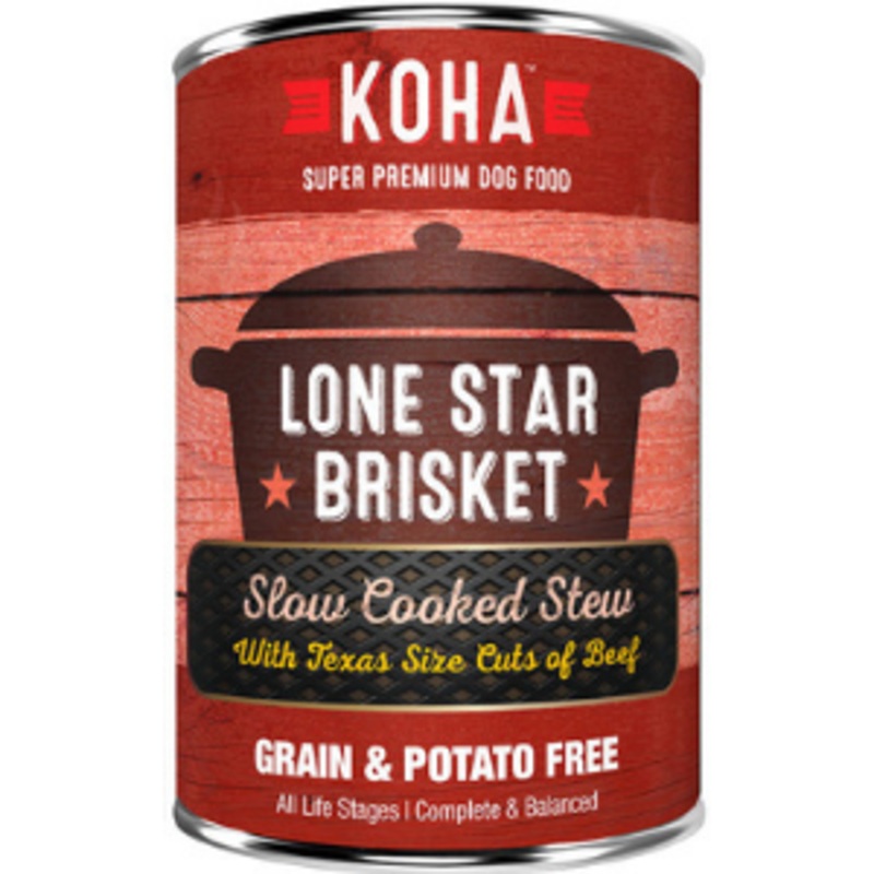 Koha Lone Star Brisket Slow Cooked Stew Grain-Free Canned Dog Food 12.7 oz