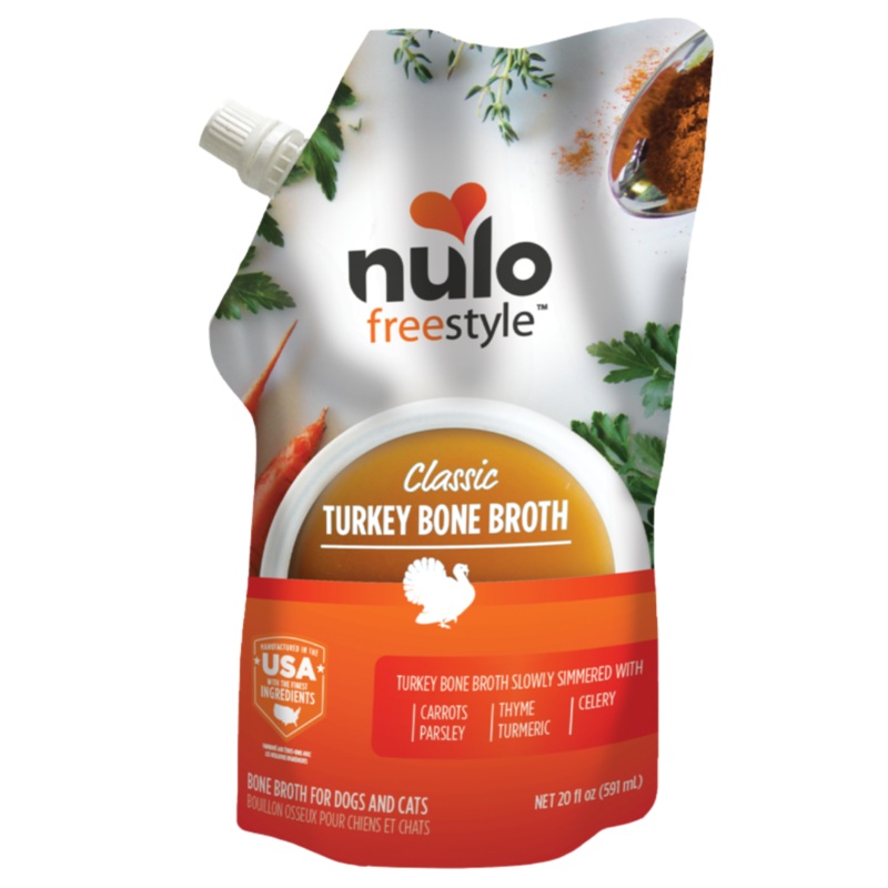 Nulo Freestyle Grain-Free Classic Turkey Bone Broth Dog & Cat Food Topper, 20 oz