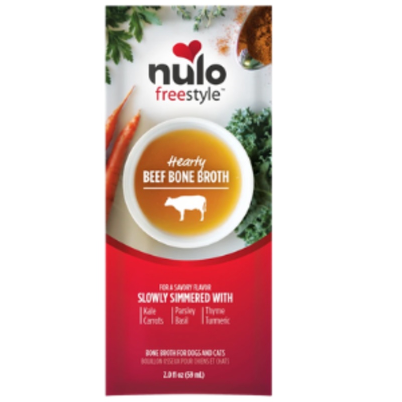 Nulo Freestyle Grain-Free Hearty Beef Bone Broth Dog & Cat Food Topper, 2 oz