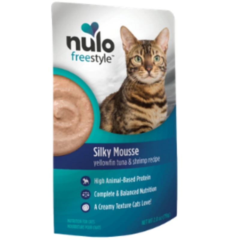 Nulo Freestyle Grain-Free Silky Mousse Yellowfin, Tuna & Shrimp Recipe Cat Food Topper, 2.8oz