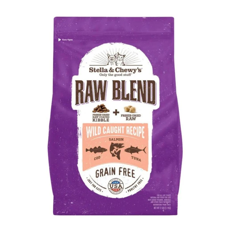 Stella & Chewy’s Raw Blend Kibble Wild-Caught Recipe Cat Food 5 lbs