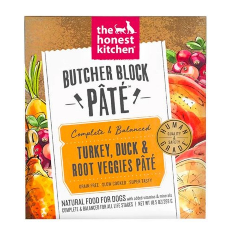 The Honest Kitchen Butcher Block Pate Turkey, Duck & Root Veggies Pate Wet Dog Food, 10.5-oz
