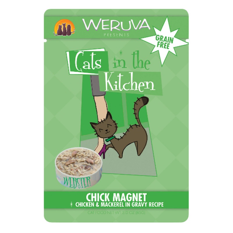 Weruva Cats in the Kitchen Chick Magnet Chicken & Mackerel in Gravy Recipe Cat Food Pouches 3 oz