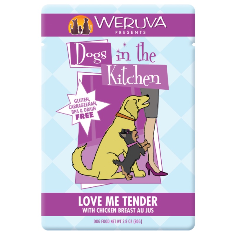 Weruva Dogs in the Kitchen Love Me Tender with Chicken Breast Au Jus Grain-Free Dog Food Pouches 2.8 oz